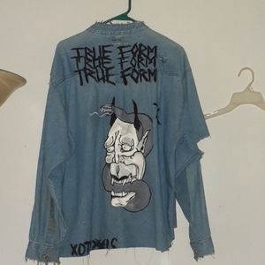hannya mask denim jacket